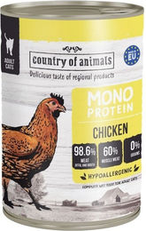 Produktbild von COUNTRY OF ANIMALS Nassfutter Huhn Monoprotein Sensitive für adulte Katzen 400g