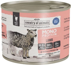 Produktbild von COUNTRY OF ANIMALS Nassfutter Lamm Monoprotein Sensitive für adulte Katzen 200g