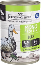 Produktbild von COUNTRY OF ANIMALS Nassfutter Monoprotein Ente Stückchen in Sauce für adulte Hunde 400g