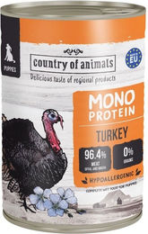Produktbild von COUNTRY OF ANIMALS Nassfutter Monoprotein Pute Stückchen in Sauce für Welpen 400g