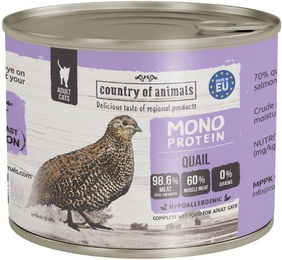 Produktbild von COUNTRY OF ANIMALS Nassfutter Wachtel Monoprotein Stückchen in Sauce für adulte Katzen 200g