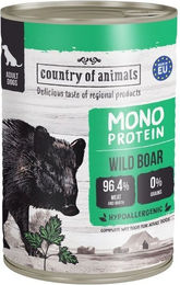 Produktbild von COUNTRY OF ANIMALS Nassfutter Wildschwein Monoprotein für adulte Hunde Stückchen in Soße 400g