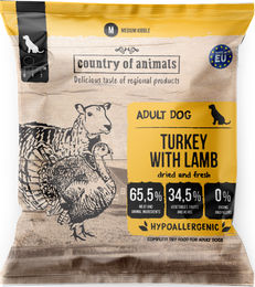 Produktbild von COUNTRY OF ANIMALS Trockenfutter Pute und Lamm für adulte Hunde 50g