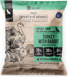 Produktbild von COUNTRY OF ANIMALS Trockenfutter Truthahn mit Kaninchen für adulte Hunde 50g