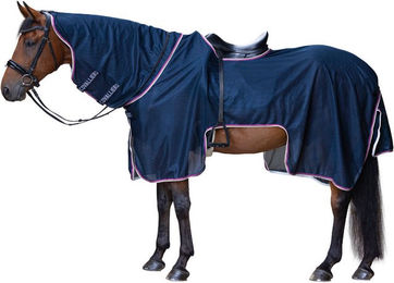 Covalliero Ausreitdecke FS26 für Pferde mit Halsteil und UV-Schutz Braun 165cm – Bild 1 von 4