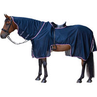 Produktbild von Covalliero Ausreitdecke FS26 für Pferde mit Halsteil und UV-Schutz Dunkelblau 145cm