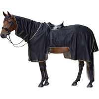 Produktbild von Covalliero Ausreitdecke für Pferde mit Halsteil und UV-Schutz Schwarz 135 cm