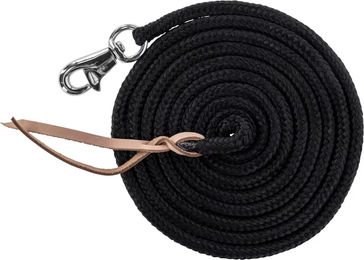 Covalliero Bodenarbeitsseil mit Bull Snap und doppelter Lederklatsche Schwarz 4m – Bild 1 von 4