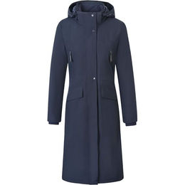 Covalliero Damen Regenmantel FS26 extra lange Regenjacke mit Reitschlitz wasserdicht und windabweisend Dunkelblau Grösse M – Bild 1 von 9