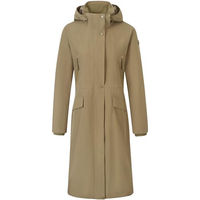 Produktbild von Covalliero Damen Regenmantel FS26 extra lange Regenjacke mit Reitschlitz wasserdicht und windabweisend in Braun Grösse L