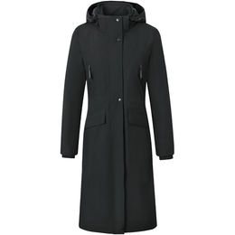 Covalliero Damen Regenmantel FS26 extra lange Regenjacke mit Reitschlitz wasserdicht und windabweisend Schwarz Grösse XXL – Bild 1 von 9