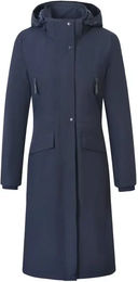 Covalliero Damen Regenmantel FS26 Wasserdichte Reitjacke mit Reitschlitz Dunkelblau Größe L – Bild 1 von 10