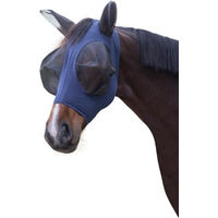 Produktbild von Covalliero Fliegenmaske FinoStretch für Pferde Blau Größe Cob