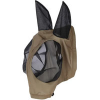 Produktbild von Covalliero Fliegenmaske FinoStretch Zipper FS26 für Warmblut in Braun mit Fliegenohren und Reißverschluss