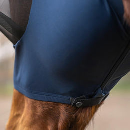 Covalliero Fliegenmaske FinoStretch Zipper für Pferde Blau Größe Full – Bild 1 von 3
