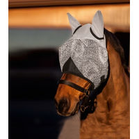 Produktbild von Covalliero Fliegenmaske für Pferde mit Ohrenschutz und UV-Schutz aus Fleece in Weiß oder Grau für Ponys - 1 Stk.