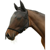 Produktbild von Covalliero Fliegenmaske für Ponys mit Ohrenschutz und Nüsternkordel Schwarz