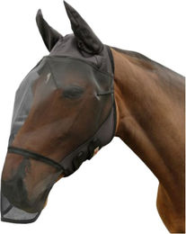 Covalliero Fliegenmaske für Vollblut Pferde mit Ohrenschutz und Nasenschutz in Schwarz – Bild 1 von 8