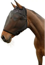 Covalliero Fliegenschutzmaske Full aus Fleece mit Ohrenaussparung für Warmblut Pferde in Schwarz – Bild 1 von 7