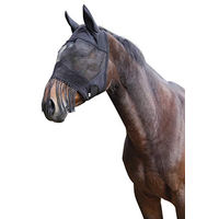 Produktbild von Covalliero Fliegenschutzmaske für Warmblut Pferde mit Ohrenschutz und Nüsternkordel in Schwarz