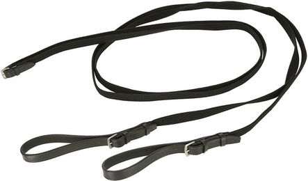 Covalliero Gurt-Schlaufzügel aus Leder in Schwarz mit geteilten Lederschlaufen – Bild 1 von 1