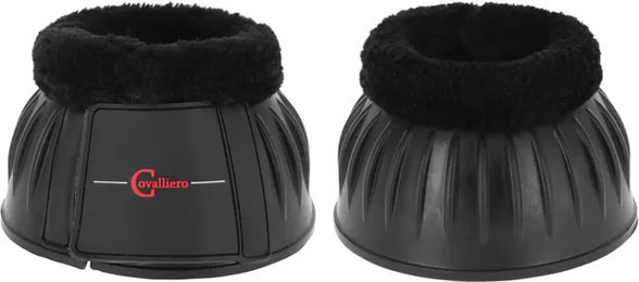 Covalliero Hufglocken für Pferde aus Gummi mit Teddy-Fleece in Schwarz Größe XL – Bild 1 von 4