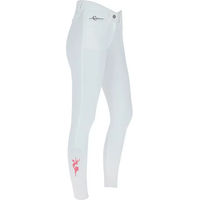 Produktbild von Covalliero Janne x PinkRibbon Reithose Damen mit Kniegrip in White Pearl und Rosa wasserabweisend