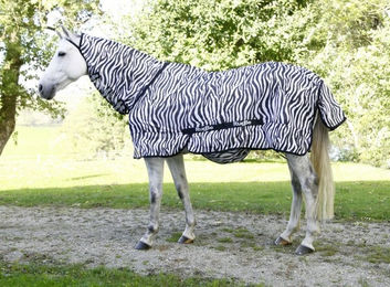 Covalliero Kerbl RugBe Zebra Fliegendecke und Ekzemerdecke für Pferde mit Halsteil 125 cm - 125 cm – Bild 1 von 13