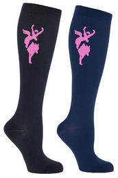 Covalliero Kompressions-Reitstrümpfe Janne Unisex Schwarz/Blau 37-39 2er-Pack – Bild 1 von 3