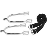 Produktbild von Covalliero Reitsporen in Tropfenform mit Riemen für Damen aus Edelstahl in Silber 15 cm