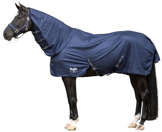 Covalliero RugBe Superfly Fliegendecke für Pferde mit Halsteil Blau 135 cm – Bild 1 von 8