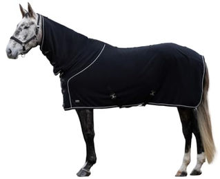 CovallieroTherm Fleecedecke für Pferde mit Halsteil Schwarz 145 cm – Bild 1 von 7