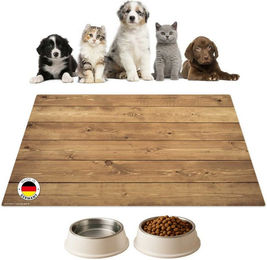 cover-your-desk.de Napfunterlage für Hunde und Katzen Holz aus Premium-Vinyl rutschhemmend und abwaschbar – Bild 1 von 3