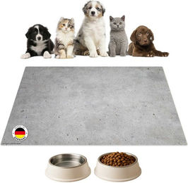 cover-your-desk.de Napfunterlage für Hunde und Katzen in Betonoptik Grau aus Premium-Vinyl, rutschhemmend und abwaschbar – Bild 1 von 5