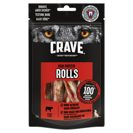 Produktbild von Crave High Protein Rolls Rind Belohnungssnack für Hunde getreidefrei mit hohem Fleischanteil 400 g - 8 x 50 g