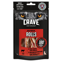 Produktbild von Crave High Protein Rolls Rind Belohnungssnack für Hunde getreidefrei mit hohem Fleischanteil 400 g - 8 x 50 g