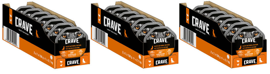 CRAVE Hundefutter Pastete mit Huhn Truthahn und Schwein für Adult 3 x 150g – Bild 1 von 4