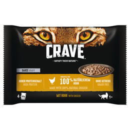 Produktbild von Crave Katzen Nassfutter Stückchen in Sauce Huhn und Rind Getreidefrei 13 x 85 g - 52 x 85 g