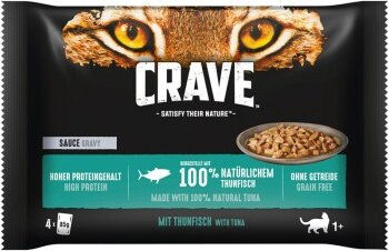 Crave Multipack Katzenfutter Adult Stückchen in Sauce Thunfisch Huhn Rind Getreidefrei 13x85g - 13 x 85 g – Bild 1 von 2