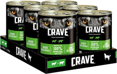 Produktbild von Crave Nassfutter für erwachsene Hunde mit Lamm und Rind getreidefrei 12x400g - 12 x 400 g
