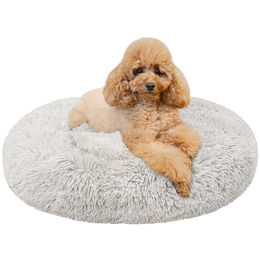 Creative Pets Hundebett Donut Kissen Grau 60 cm aus Plüsch für kleine und mittelgroße Hunde und Katzen – Bild 1 von 2