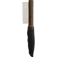 Produktbild von Croci Barbershop Kamm aus Edelstahl für Hunde und Katzen mit feinen Zähnen Silber Braun 21 x 2,5 x 4 cm