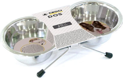 Croci Doppelnapf aus Edelstahl mit Träger 2x 470 ml - 0,47 l – Bild 1 von 1