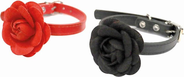 Croci Hundehalsband Schwarze Rose aus Kunstleder Größe M – Bild 1 von 1