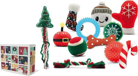 Produktbild von Croci Hundespielzeug Adventskalender mit bunten Plüschspielzeugen