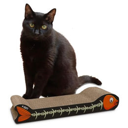 Croci Katzenkratzbrett aus Kratzpappe im Fisch-Design mit Katzenminze bunt 44 cm – Bild 1 von 8