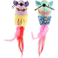 Produktbild von Croci Katzenspiel Hawaii Mice Set aus buntem Plüsch 8 cm