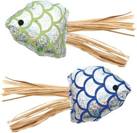 Produktbild von Croci Katzenspielzeug Jellyfish 2er Set aus Plüsch mit Catnip in Bunt und Silber 14 cm