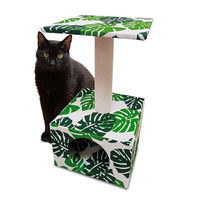 Produktbild von Croci Kratzbaum für Katzen mit Kassette und Plattform Green Leaves Cave 55 cm bunt grün