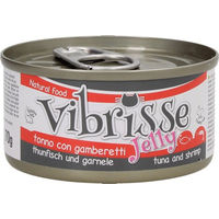 Produktbild von Croci Vibrisse Katzenfutter in Gelee mit Thunfisch und Garnelen für alle Altersstufen 24x70 g